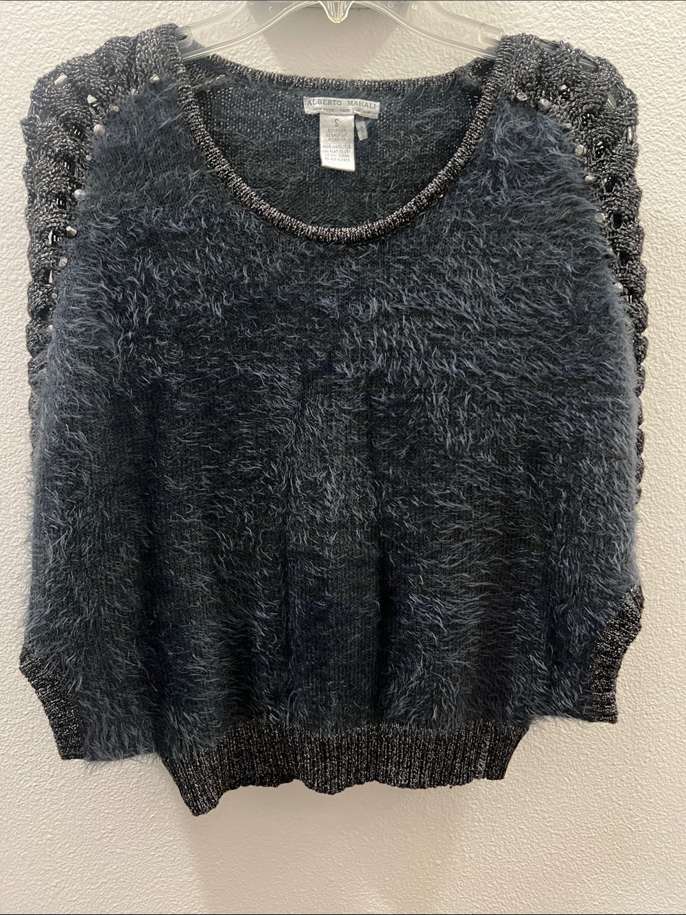 Black Fuzzy Knit Women's Sweater